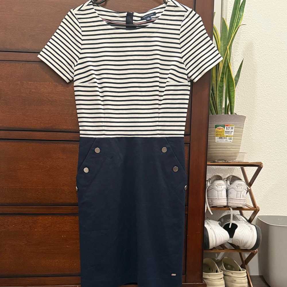 Tommy Hilfiger Black and White Striped Mini Dress
